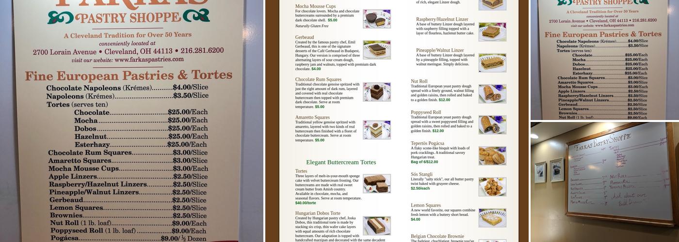 Farkas Pastry Shoppe Menu