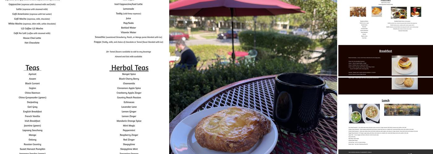 The Coffee House at University Circle Menu