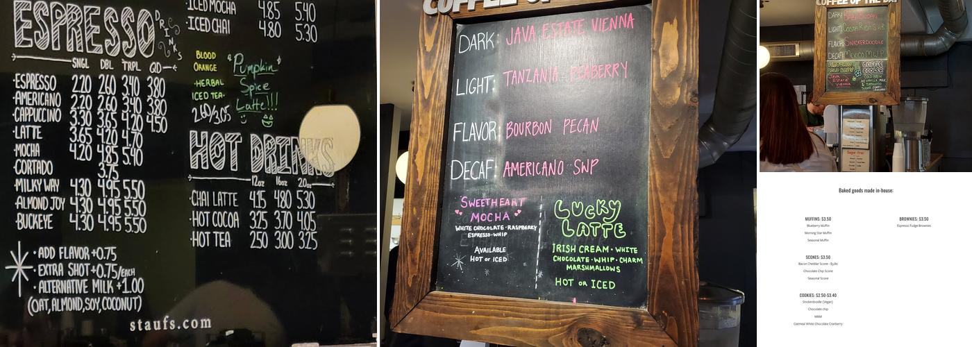 Stauf's Coffee Roasters Menu