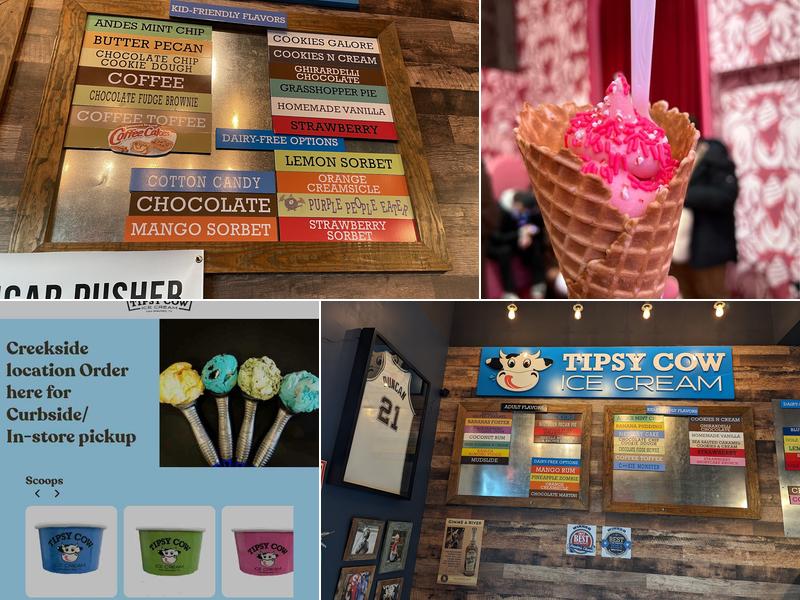 Tipsy Cow Ice Cream Menu