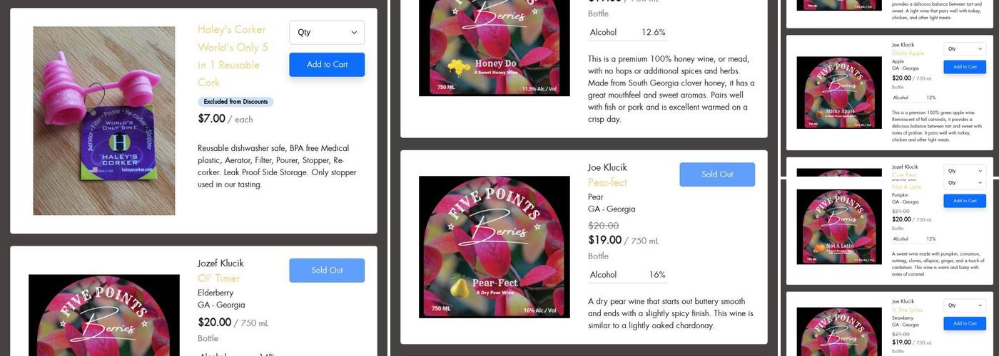 Five Points Berries Winery Menu