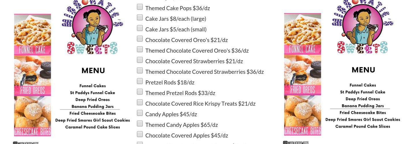 Miss Katie’s Sweets Menu