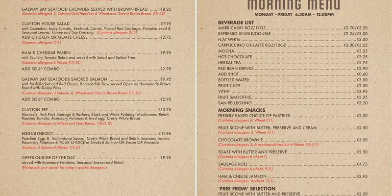 Red Bean Roastery Belfast City Menu