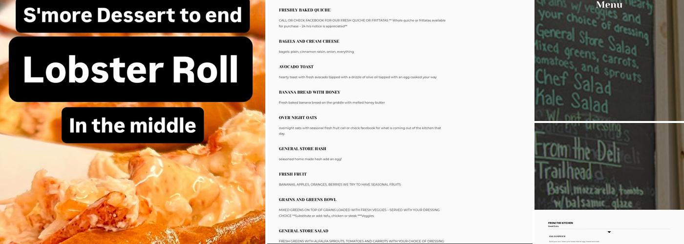 Cable's General Store Menu