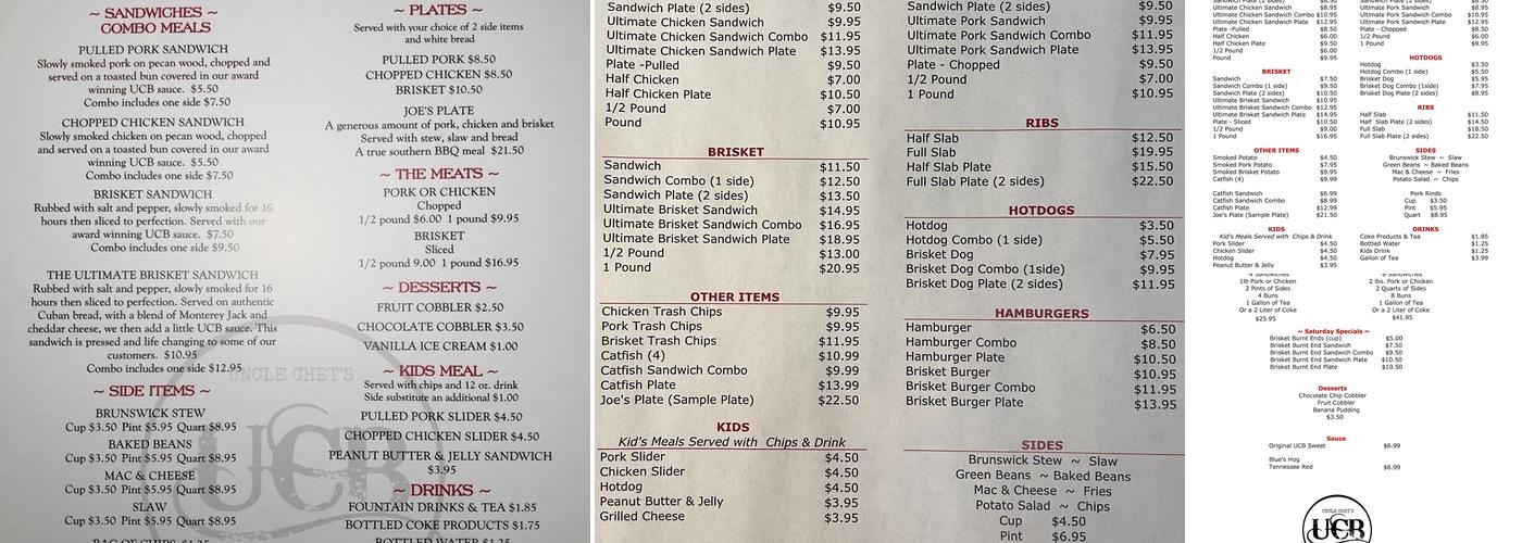 Uncle Chet’s BBQ & Catering Menu
