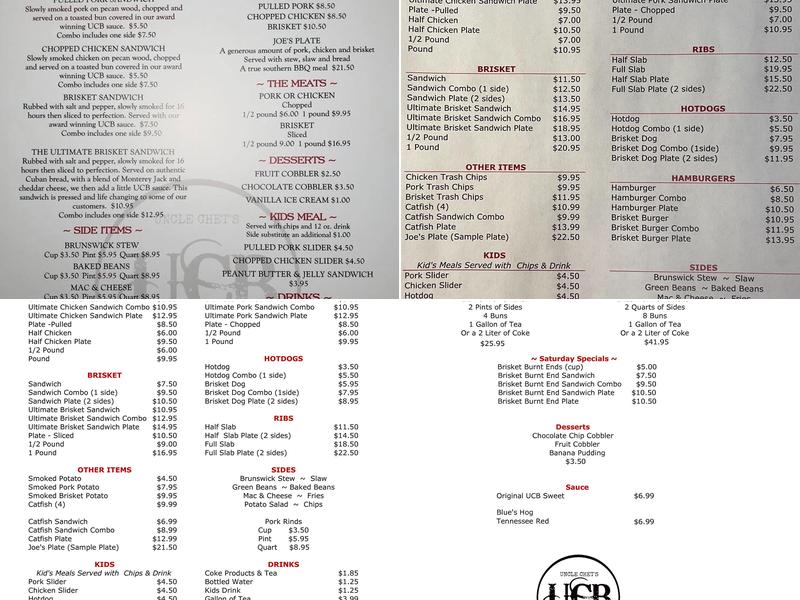 Uncle Chet’s BBQ & Catering Menu