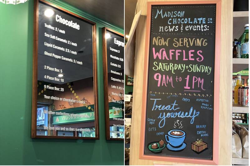 Madison Chocolate Company Menu