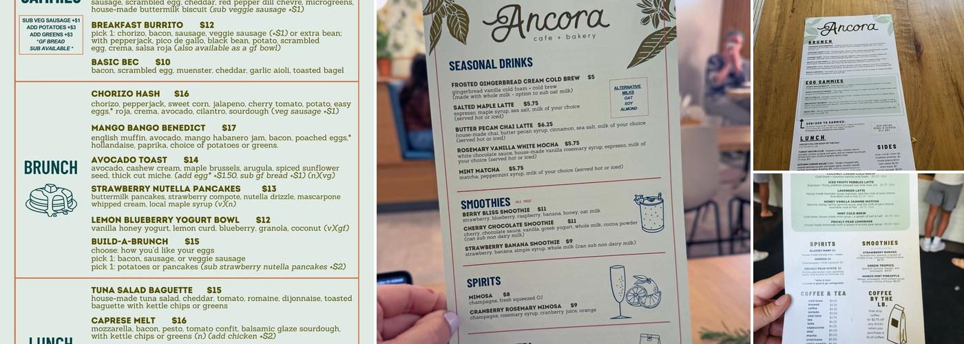 Ancora Cafe + Bakery Menu