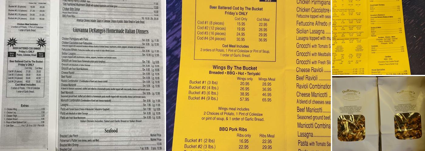 DeRango the Pizza King & Premium Chocolates Menu