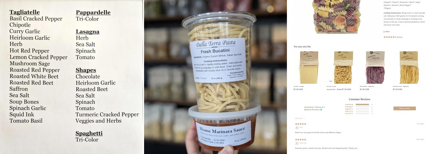 Dalla Terra Pasta Menu