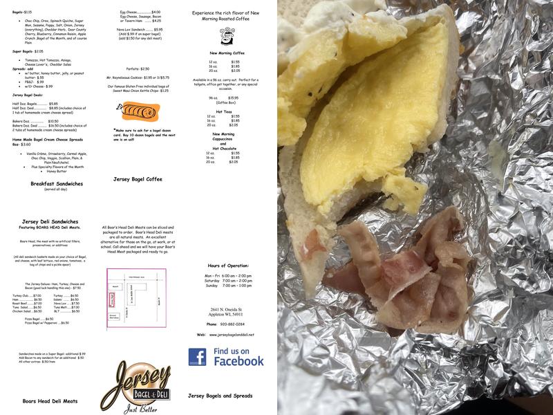 Jersey Bagel Menu