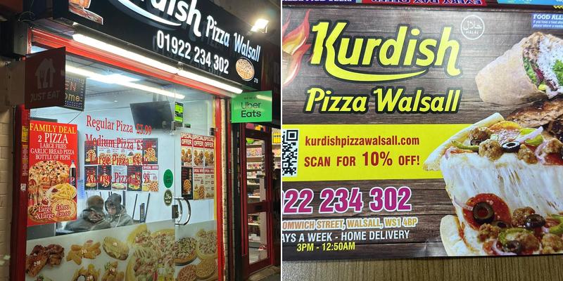 Kurdish Pizza Walsall Menu