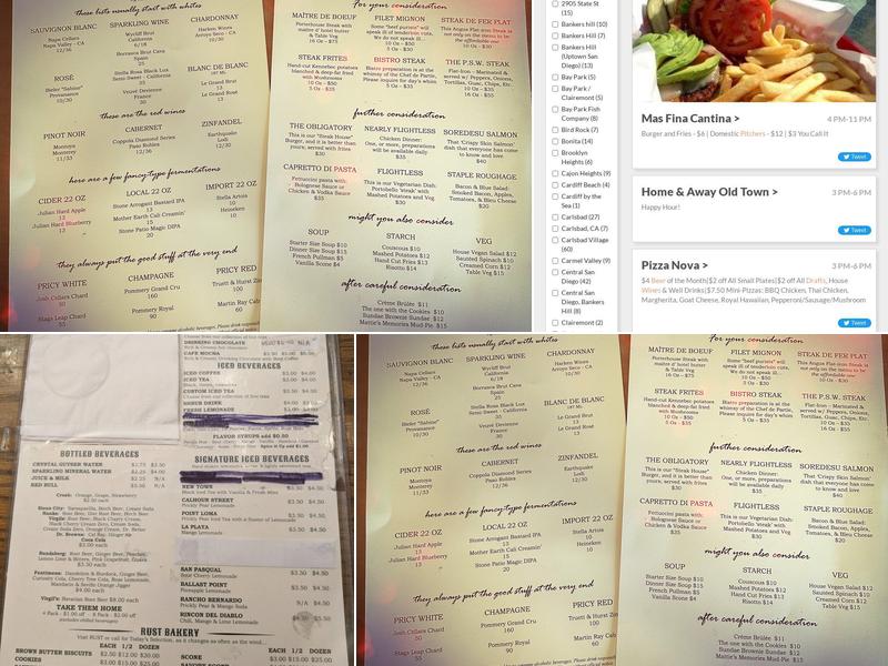 Rust General Store Menu