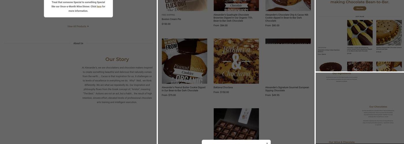 Alexander's Artisan Chocolates Menu