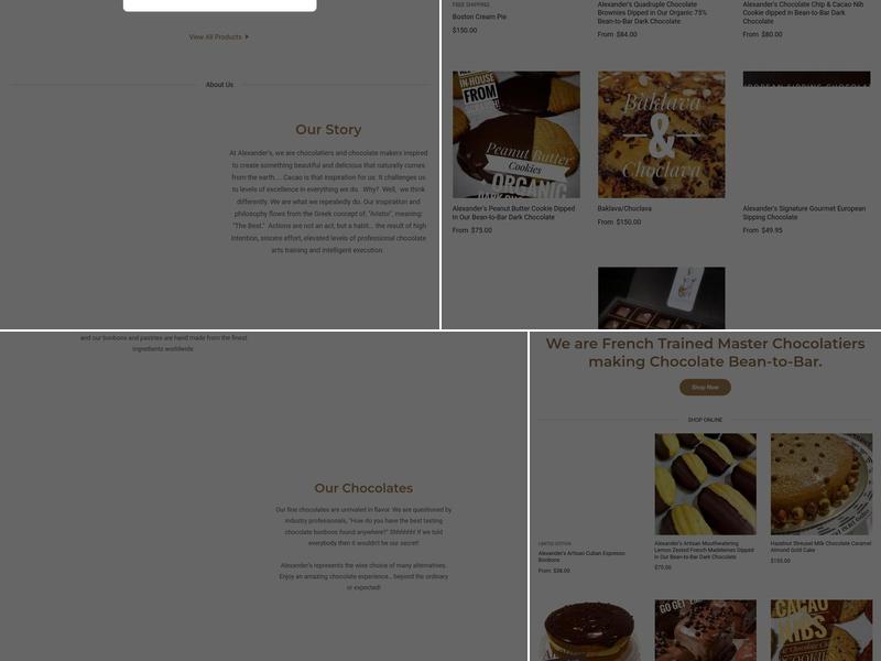 Alexander's Artisan Chocolates Menu