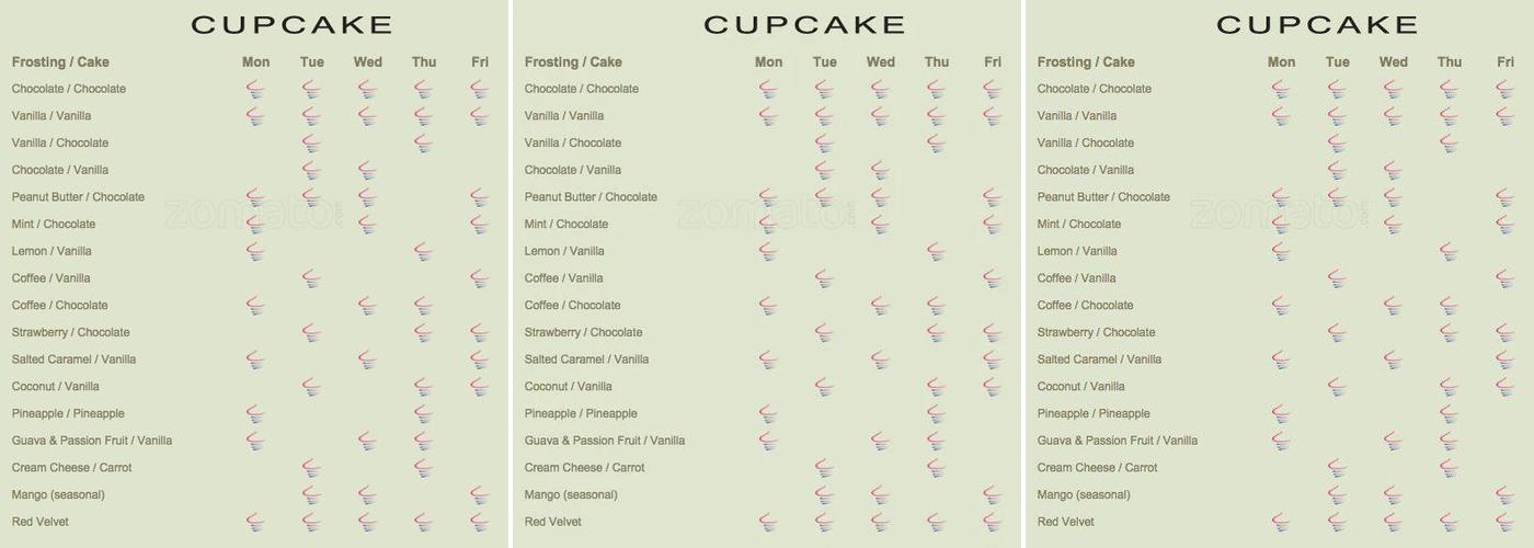 Cupcake Cove Menu