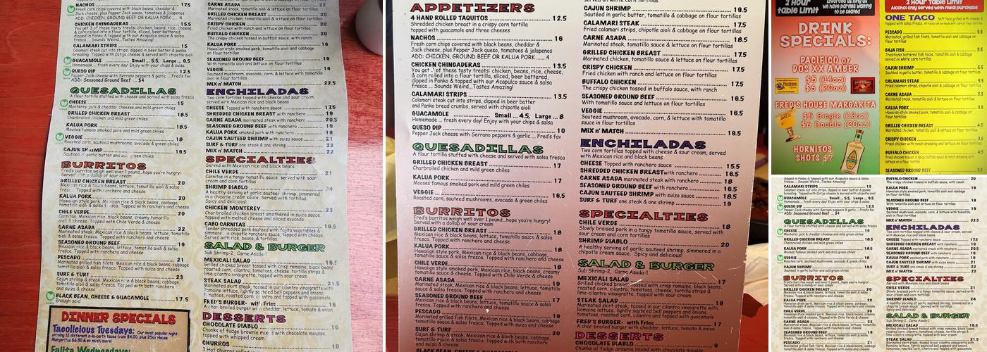 Fred's Mexican Cafe - Kihei Menu