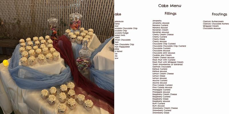 Clarice's Cake & Candy Supplies Menu