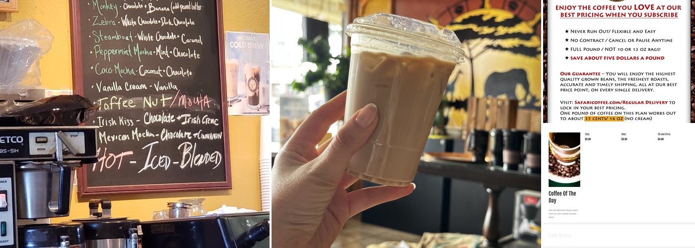 Safari Coffee Roasters Menu