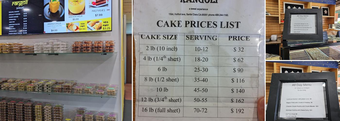 Rangoli Sweets Menu