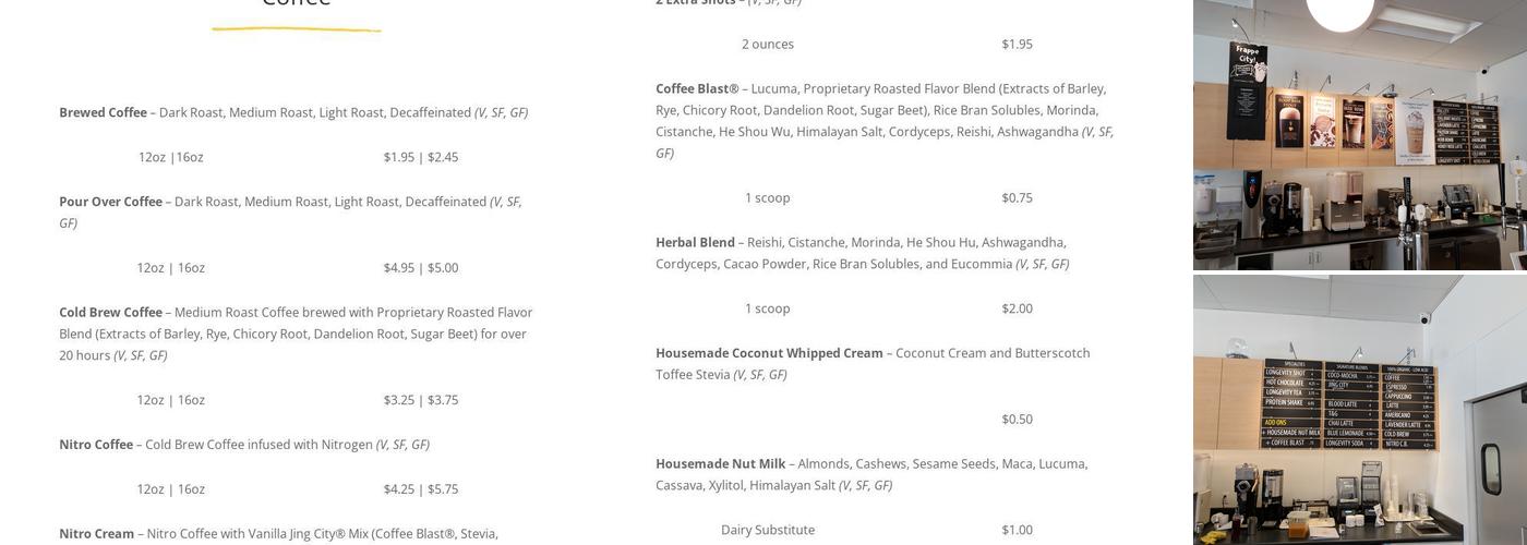 Longevity Coffee Menu