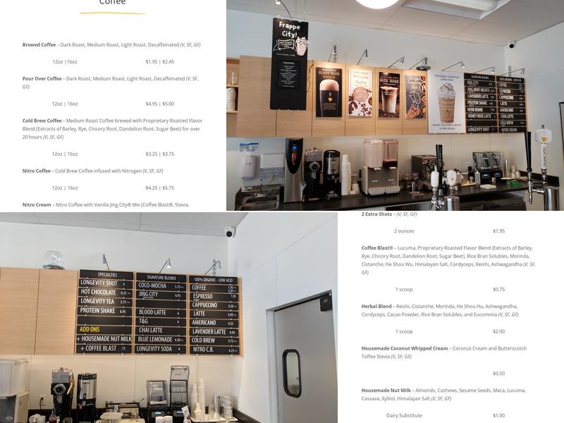 Longevity Coffee Menu