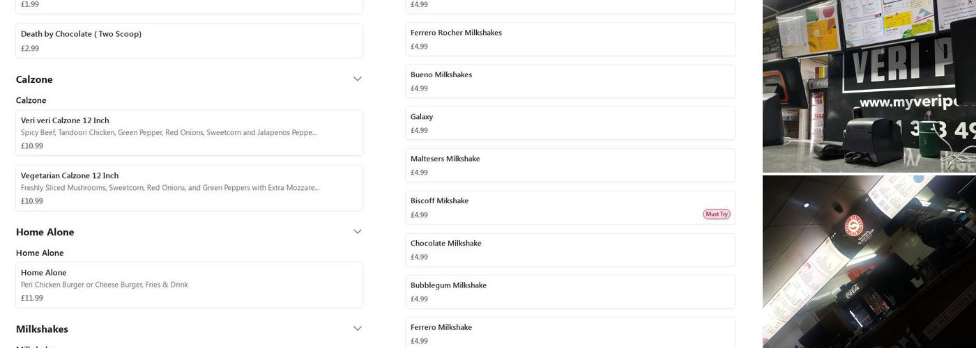 Veri Peri (15% OFF) Menu