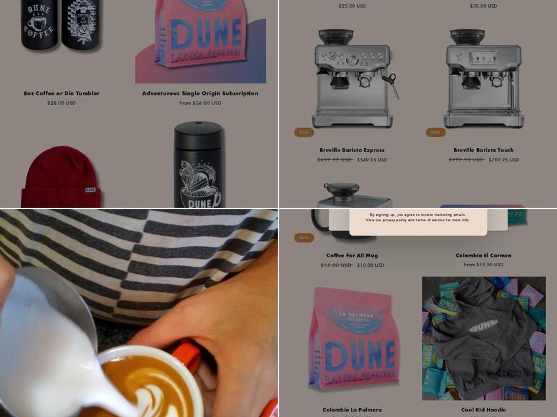 Dune Coffee Roasters Menu