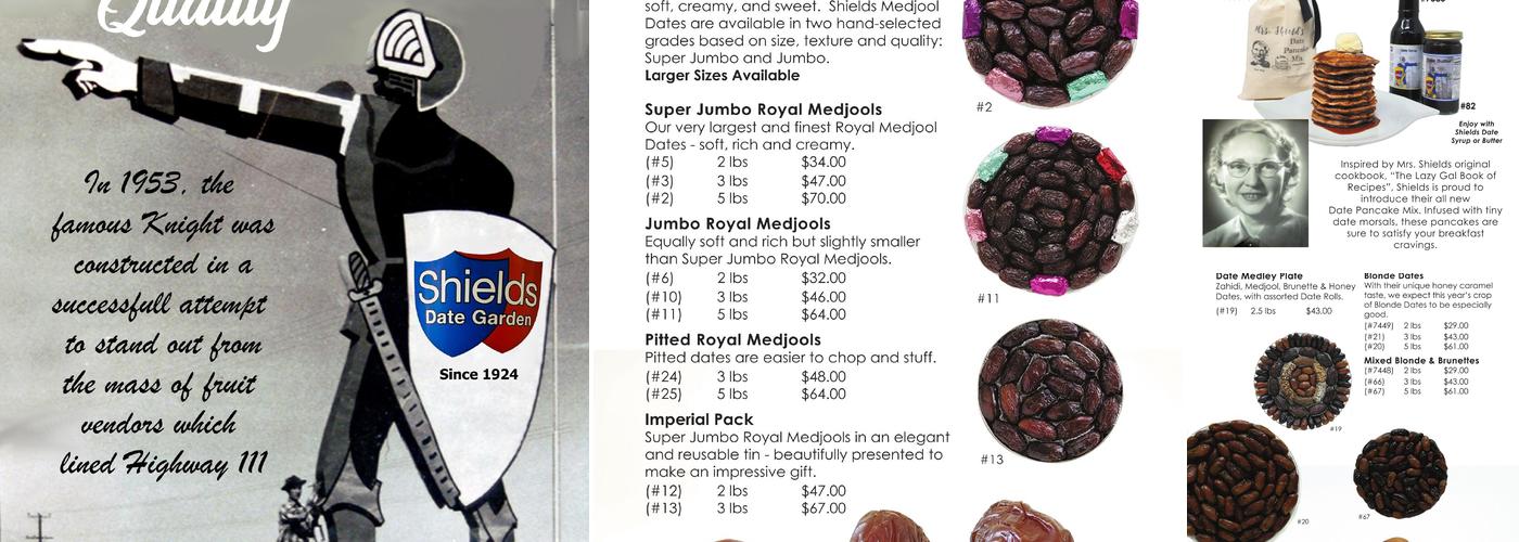 Shields Date Garden Menu