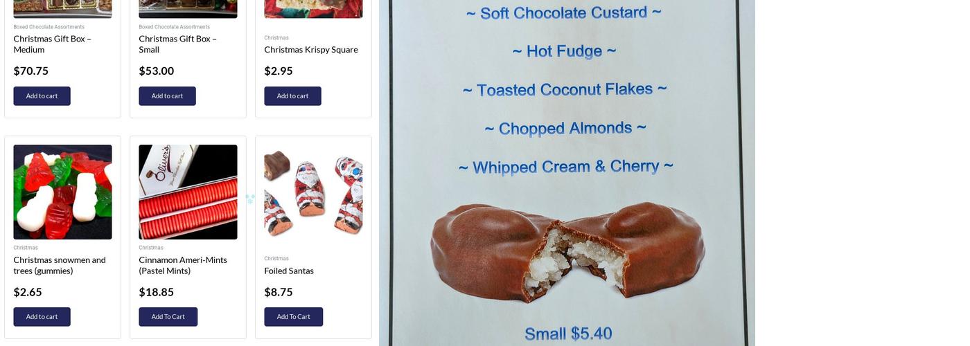 Oliver's Candies Menu