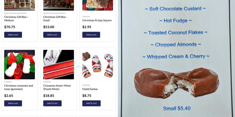 Oliver's Candies Menu