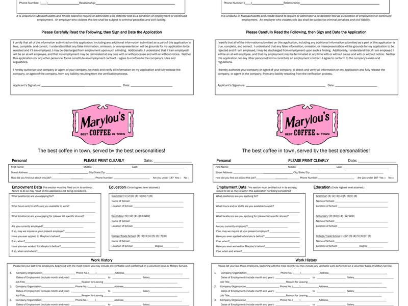 Marylous Coffee Menu