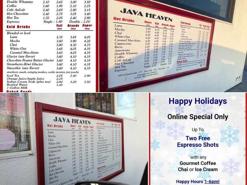 Java Heaven Menu