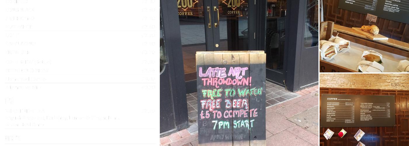 200 Degrees Coffee Shop & Barista School Menu