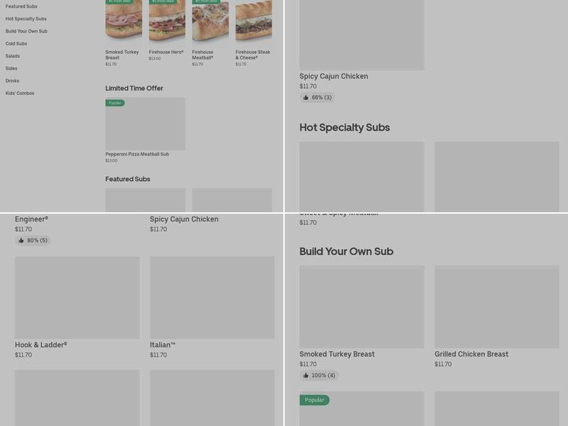 Firehouse Subs Indian Trail Menu