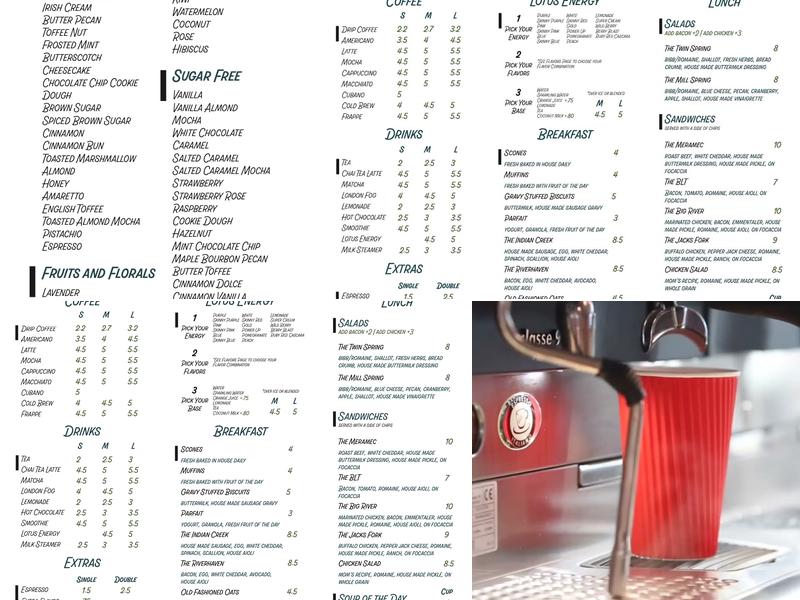 Riverbend Coffee Menu