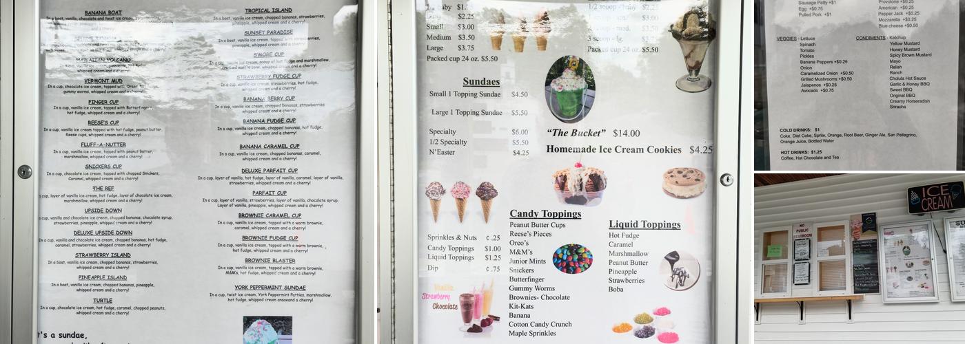 Big Cones Ice Cream Menu
