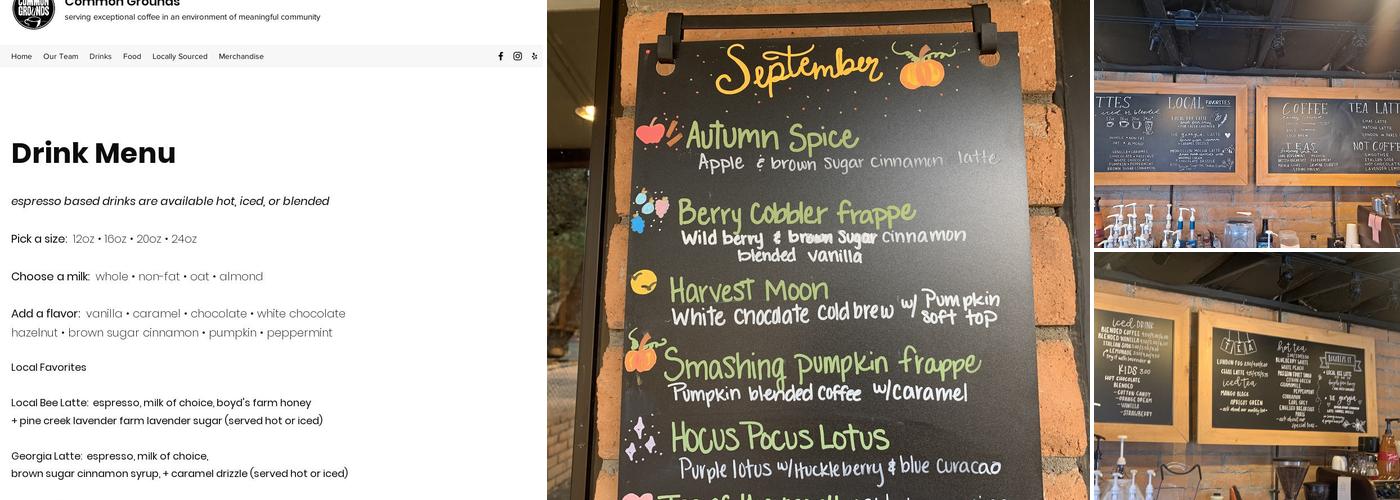 Common Grounds Coffee House Menu