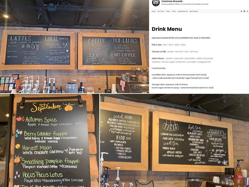 Common Grounds Coffee House Menu