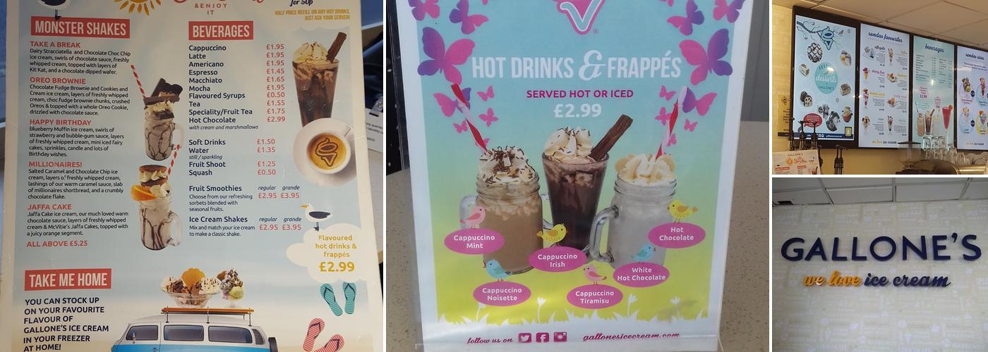 Gallone's Ice Cream Parlour Kingsthorpe Menu