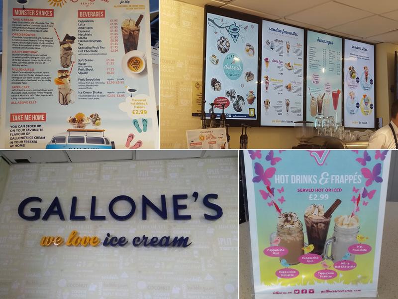 Gallone's Ice Cream Parlour Kingsthorpe Menu