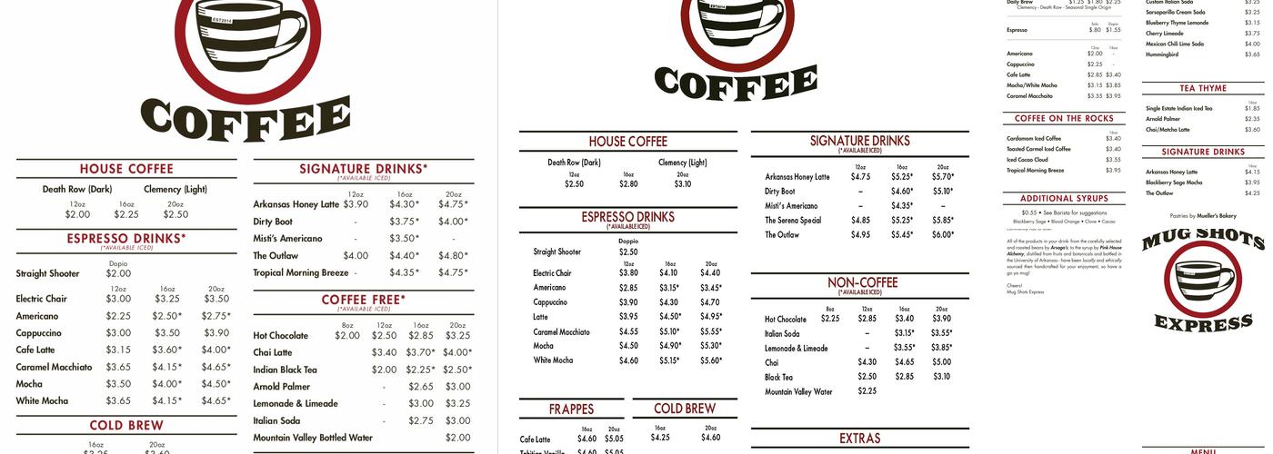 Mug Shots Coffee Menu