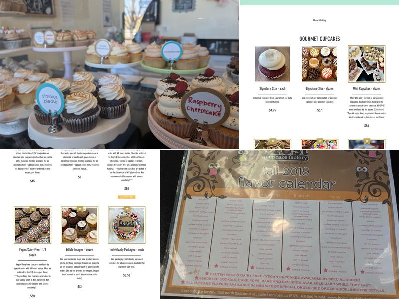 Frost Cupcake Factory Menu