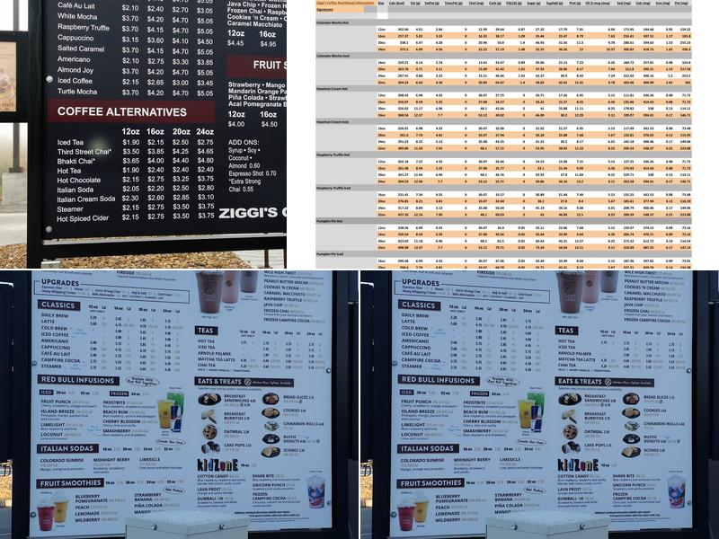 Ziggi's Coffee Menu