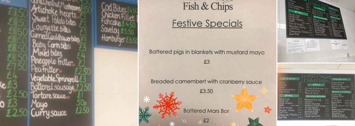 Walnut Tree Traditional Fish & Chips Menu