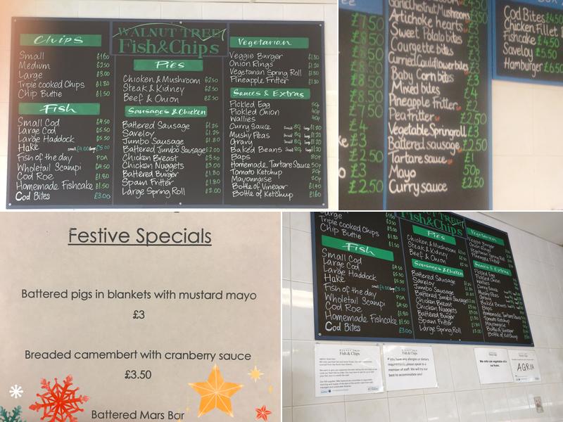 Walnut Tree Traditional Fish & Chips Menu