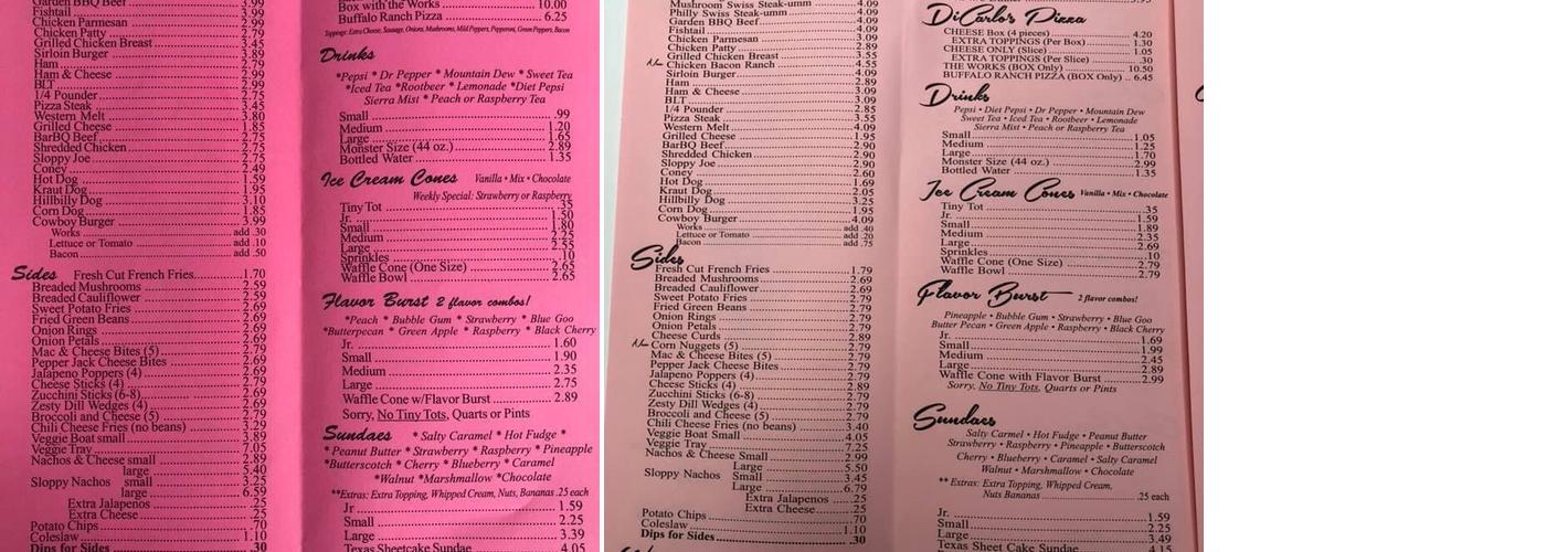 B&F Dairy Menu