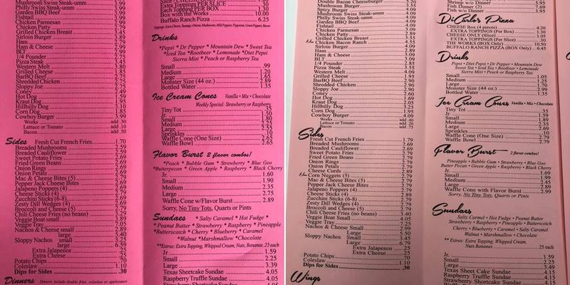 B&F Dairy Menu