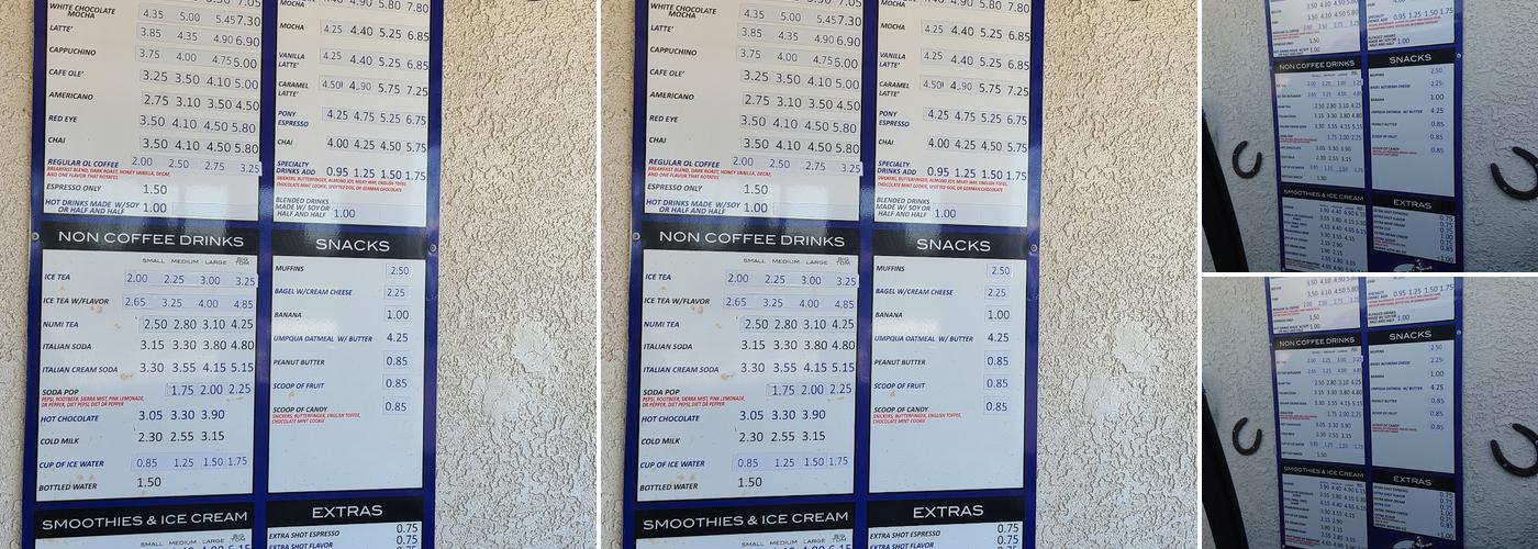 Pony Espresso Menu