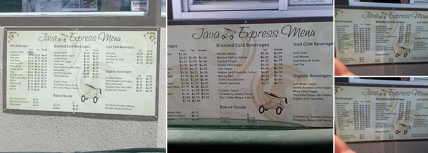 Java Express Menu